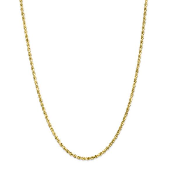 3.25mm, 10k Yellow Gold Diamond Cut Solid Rope Chain Necklace, 28 Inch - Picture 2 of 7